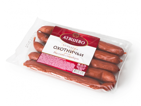 Колбаски полукопченые Охотничьи высокий стандарт Атяшево 250 гр.