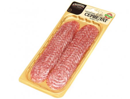 Сырокопченая колбаса Сервелат Классический, нарезка 100 гр. 